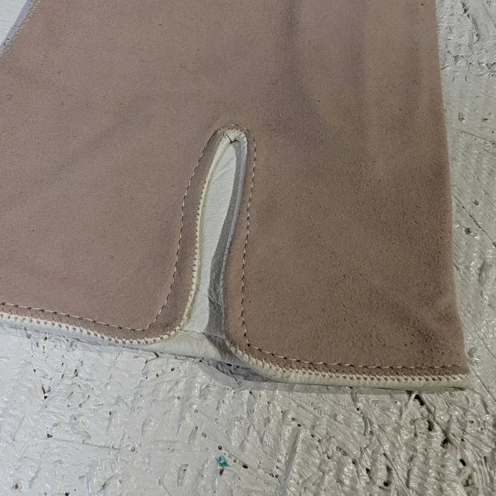 Youngs‎ Bath Leather Gloves S Tan Chevron Split Cuff Vintage READ
